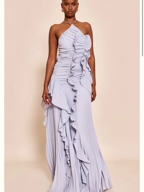 Ruffled One-Shoulder Lavender Wedding Gown